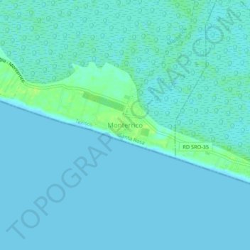 Topografische Karte Monterrico, Höhe, Relief