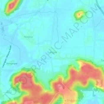 Topografische Karte Saligao, Höhe, Relief