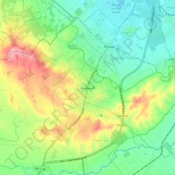 Topografische Karte Mohamedia, Höhe, Relief