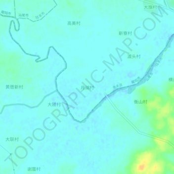 Topografische Karte 月湖村, Höhe, Relief