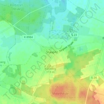 Topografische Karte Staupitz, Höhe, Relief