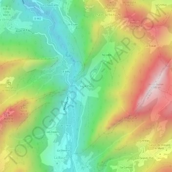 Topografische Karte Sur le Plan, Höhe, Relief