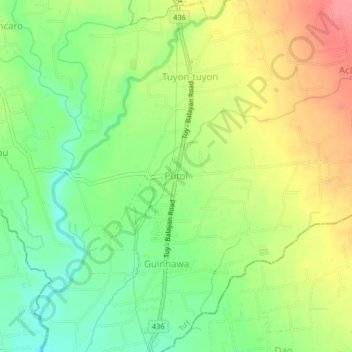Topografische Karte Putol, Höhe, Relief