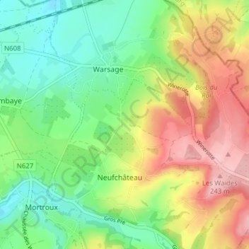 Topografische Karte Affnay, Höhe, Relief
