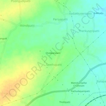 Topografische Karte Chokkampatti, Höhe, Relief