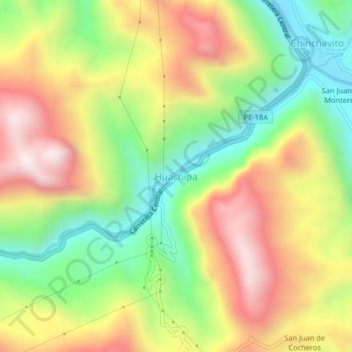 Topografische Karte Huachipa, Höhe, Relief
