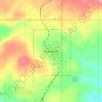 Topografische Karte Sexsmith, Höhe, Relief