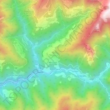 Topografische Karte Retignano, Höhe, Relief