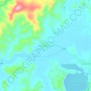 Topografische Karte Ambohidrano, Höhe, Relief