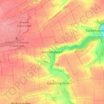 Topografische Karte Acholshausen, Höhe, Relief
