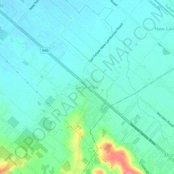 Topografische Karte San Felipe, Höhe, Relief