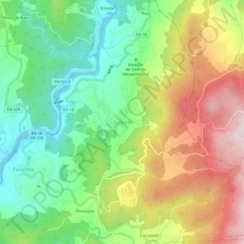 Topografische Karte Cedrim, Höhe, Relief
