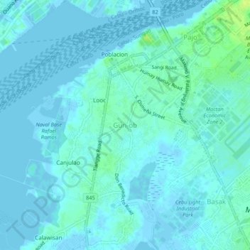 Topografische Karte Gun-ob, Höhe, Relief