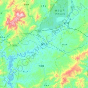 Topografische Karte 泰宁县, Höhe, Relief
