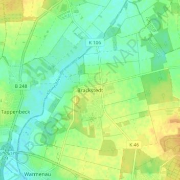 Topografische Karte Brackstedt, Höhe, Relief