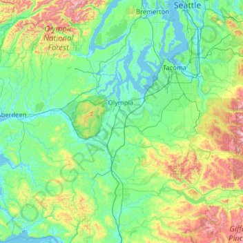 Topografische Karte Thurston, Höhe, Relief