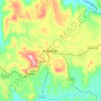 Topografische Karte Mandangad, Höhe, Relief