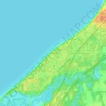 Topografische Karte Gordon Beach, Höhe, Relief