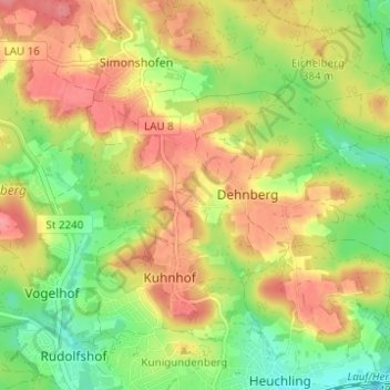 Topografische Karte Egelsee, Höhe, Relief