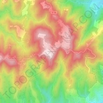 Topografische Karte Les Plaines, Höhe, Relief