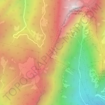 Topografische Karte Col de la Faïta, Höhe, Relief