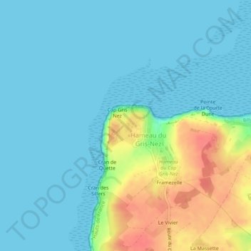 Topografische Karte Cap Gris-Nez, Höhe, Relief