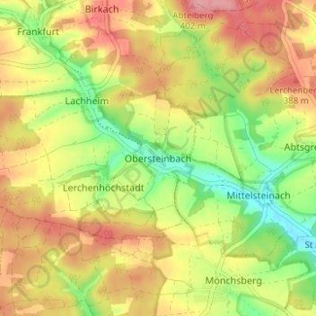 Topografische Karte Obersteinbach, Höhe, Relief