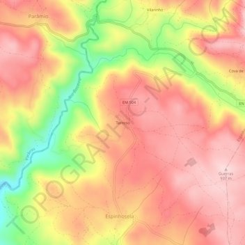 Topografische Karte Terroso, Höhe, Relief