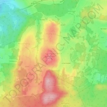 Topografische Karte Hauptmannsgreut, Höhe, Relief