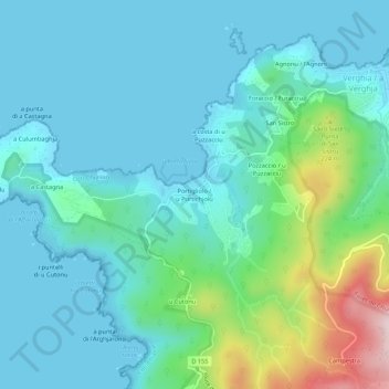 Topografische Karte Portigliolo, Höhe, Relief