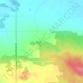 Topografische Karte Brandon Hills, Höhe, Relief