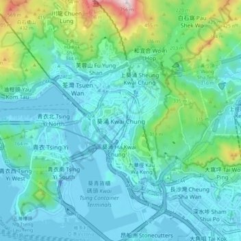 Topografische Karte 葵涌, Höhe, Relief