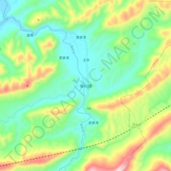 Topografische Karte 阜川镇, Höhe, Relief