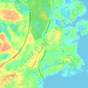 Topografische Karte South Orleans, Höhe, Relief