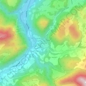 Topografische Karte Koppenleiten, Höhe, Relief