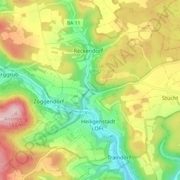 Topografische Karte Neumühle, Höhe, Relief