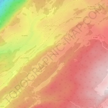 Topografische Karte Les Raisses, Höhe, Relief