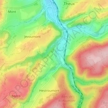 Topografische Karte Spixhe, Höhe, Relief