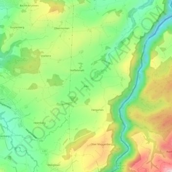 Topografische Karte Gäu, Höhe, Relief