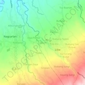 Topografische Karte Laguan, Höhe, Relief