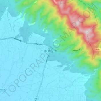 Topografische Karte Bardaghat, Höhe, Relief