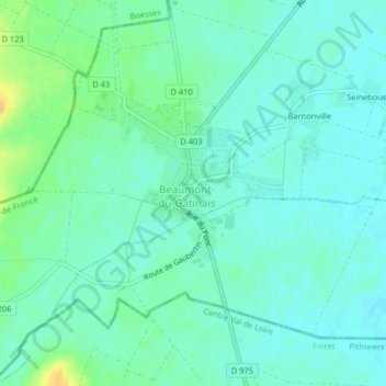 Topografische Karte Beaumont, Höhe, Relief
