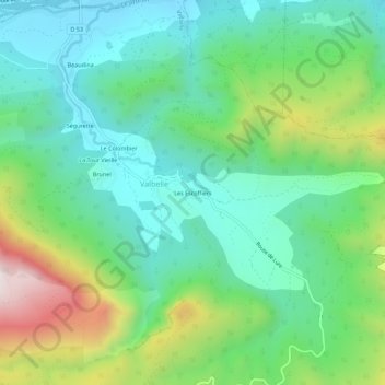Topografische Karte Les Escoffiers, Höhe, Relief