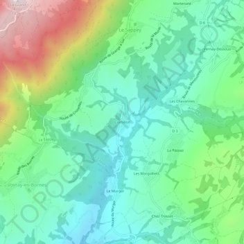Topografische Karte Cornillon, Höhe, Relief