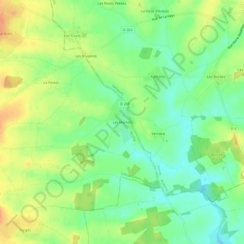 Topografische Karte Les Marlots, Höhe, Relief