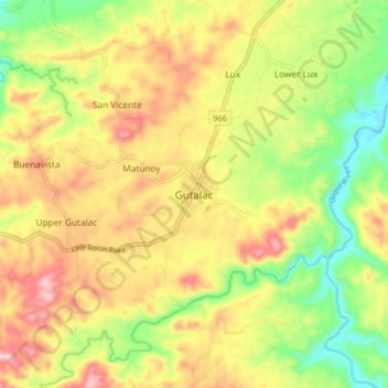 Topografische Karte Gutalac, Höhe, Relief