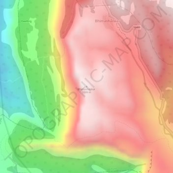 Topografische Karte Bhimashankar, Höhe, Relief