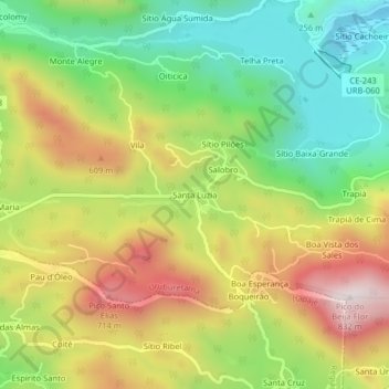 Topografische Karte Santa Luzia, Höhe, Relief