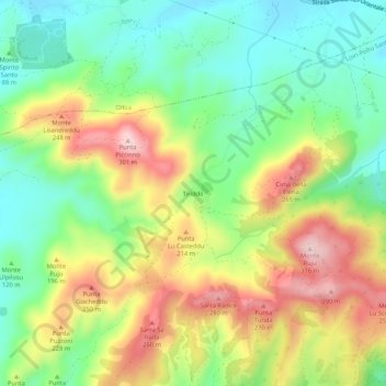 Topografische Karte Tiriddò, Höhe, Relief