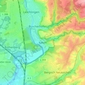 Topografische Karte Balken, Höhe, Relief